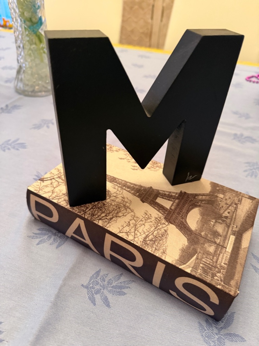 Decorative Box with Eiffel Tower Print and a M Letter